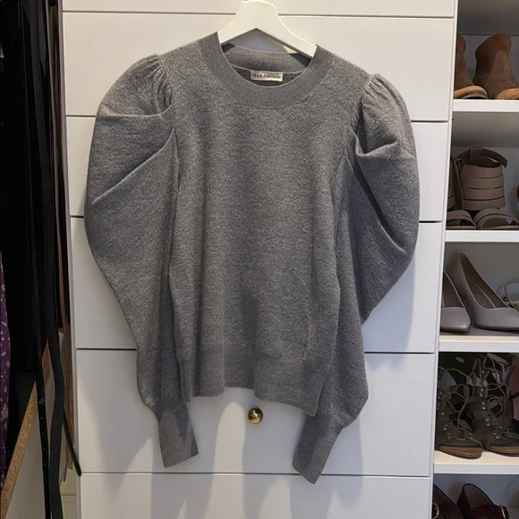 Ulla Johnson Marin Crew Neck Sweater with Puff Sleeves - size P - Picture 2 of 5